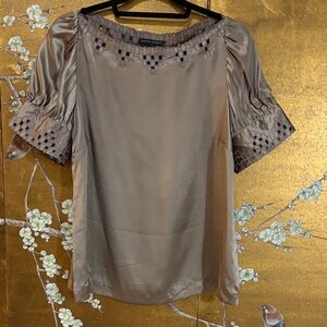 100% silk Banana Republic top with embroidered cutout detail. NWT